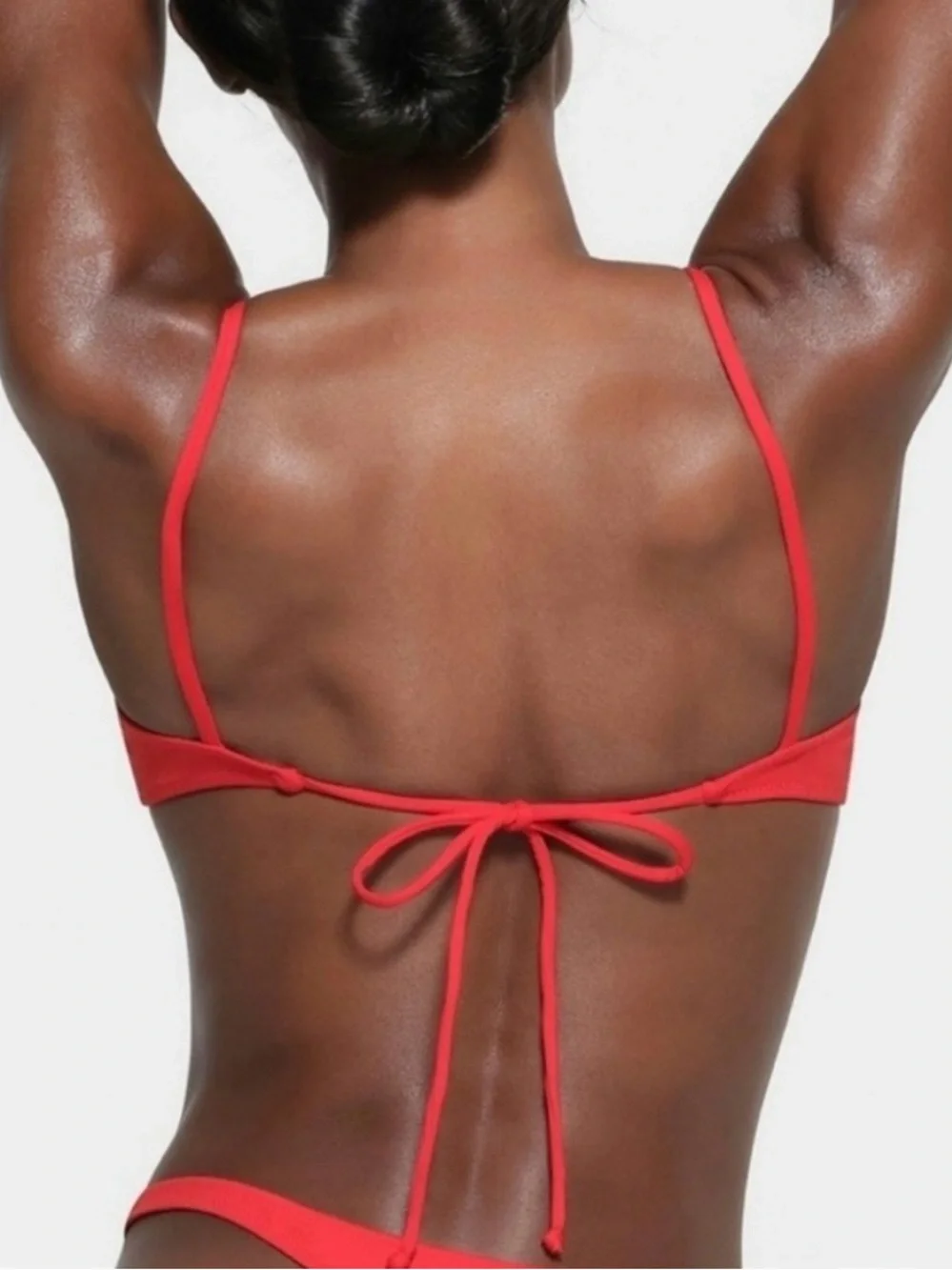 Skims 2Pc SET Micro Scoop Bikini Top & Dippy Tie Bottom Ruby Red Size M